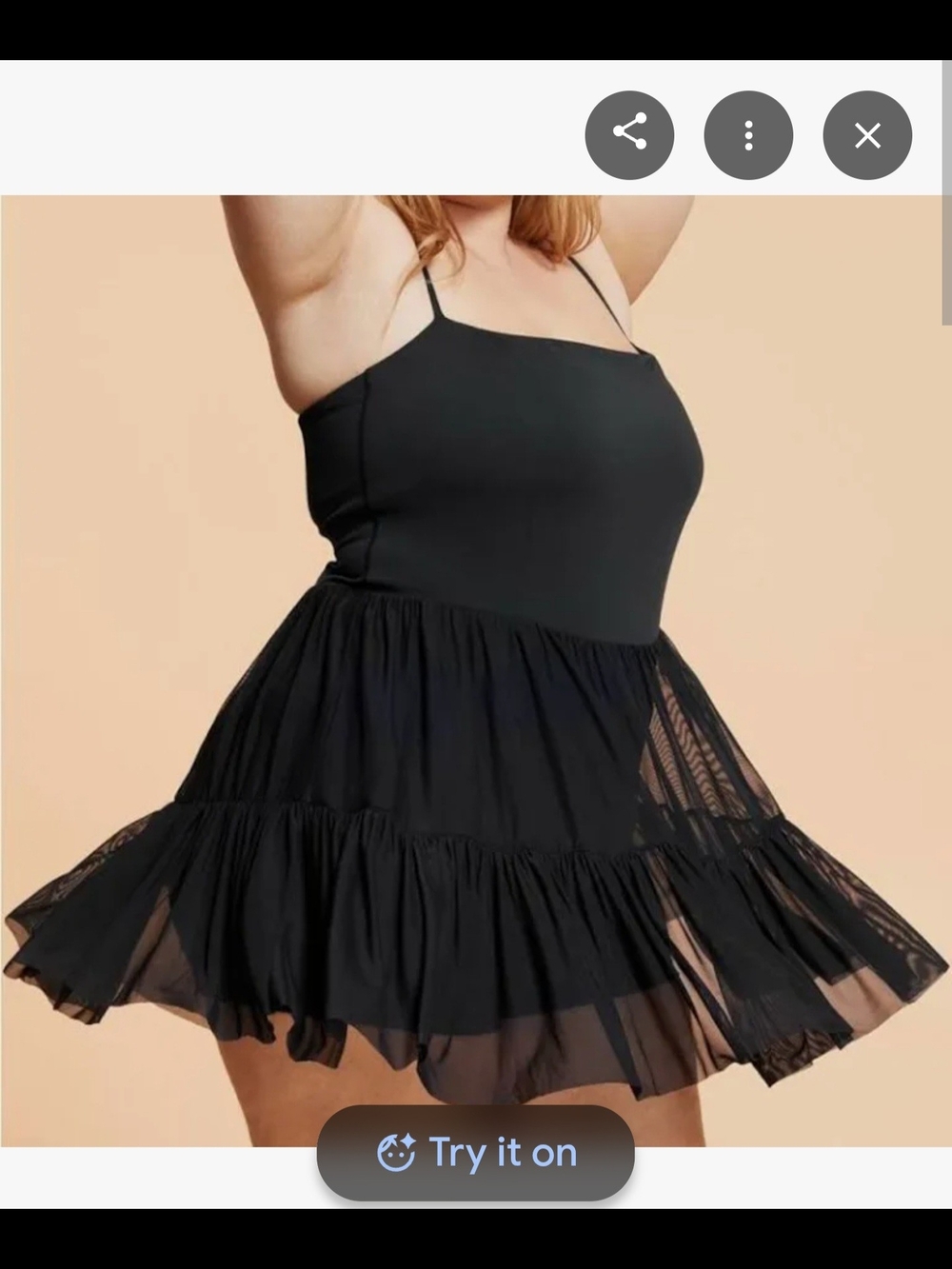 POPFLEX Black Spaghetti-Strap Tiered Mini Dress With Shorts And Pockets Size S